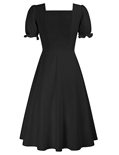 Enchanting Belle Poque Women's 1950s Puff Sleeve Cottagecore Dress