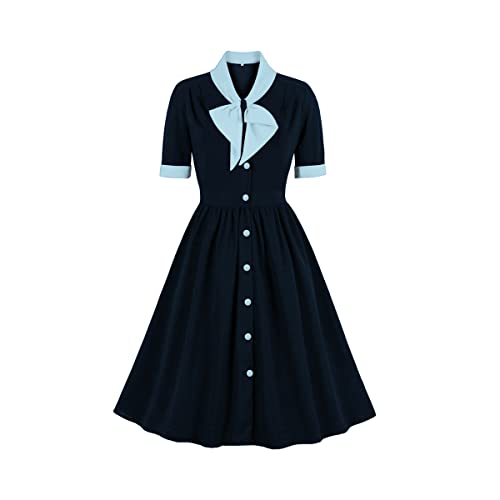 Vintage Glamour: Retro 1950s Rockabilly Midi Dress with Bow Detail