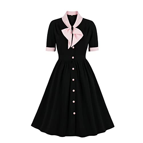 Vintage Glamour: Retro 1950s Rockabilly Midi Dress with Bow Detail