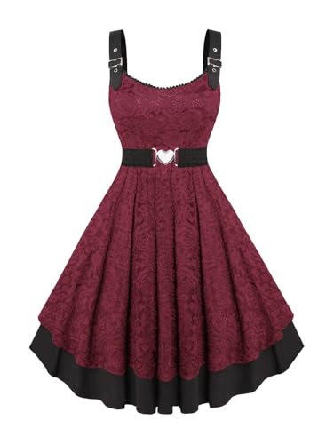 Enchanting Rose Gal Plus Size Vintage Lace Fit and Flare Dress