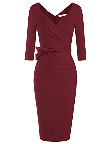 Retro Glamour: MUXXN Vintage Faux Wrap V Neck Party Dress