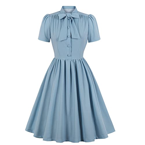 Vintage Glamour: Retro 1950s Rockabilly Midi Dress with Bow Detail