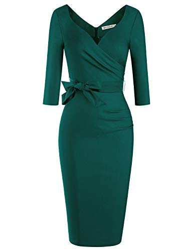 Retro Glamour: MUXXN Vintage Faux Wrap V Neck Party Dress