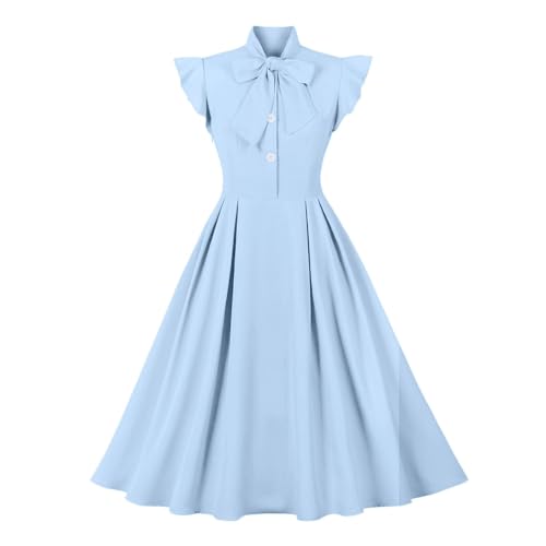 Vintage Glamour: Retro 1950s Rockabilly Midi Dress with Bow Detail