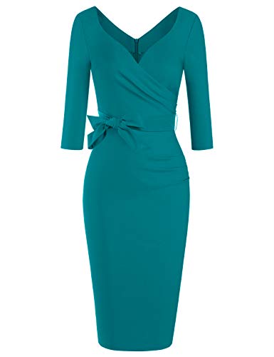 Retro Glamour: MUXXN Vintage Faux Wrap V Neck Party Dress