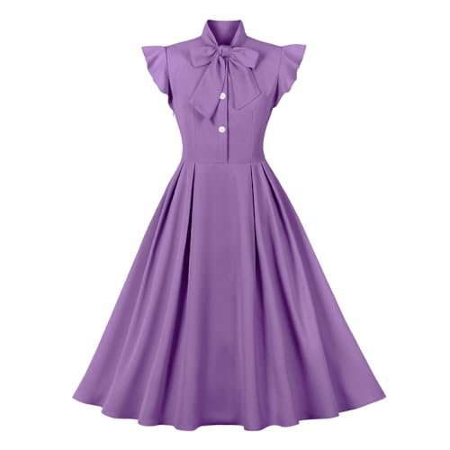 Vintage Glamour: Retro 1950s Rockabilly Midi Dress with Bow Detail