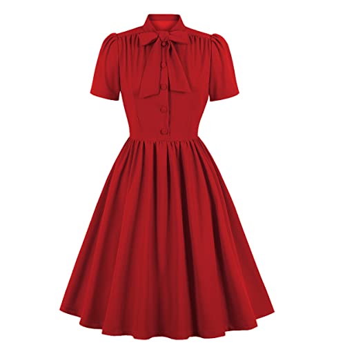 Vintage Glamour: Retro 1950s Rockabilly Midi Dress with Bow Detail