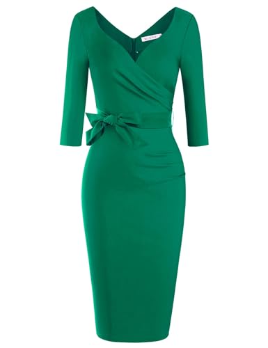 Retro Glamour: MUXXN Vintage Faux Wrap V Neck Party Dress