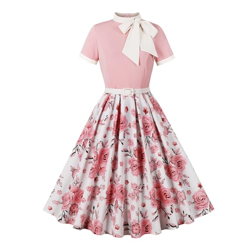 Vintage Floral Swing Dress: 1950s Retro Rockabilly Party Dress