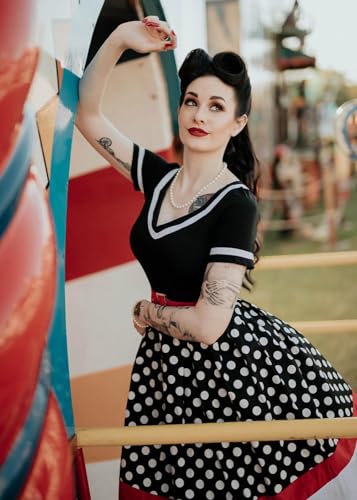 Vintage Vixen: Nihsatin 1950s Rockabilly Swing Dress with Polka Dots