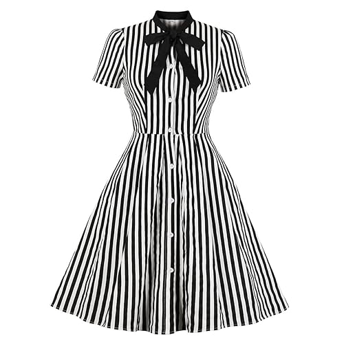 Vintage Glamour: Retro 1950s Rockabilly Midi Dress with Bow Detail