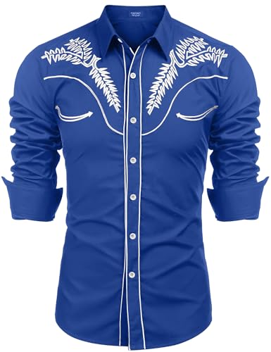 Retro Cowboy Chic: COOFANDY Men's Slim Fit Embroidered Western Shirt