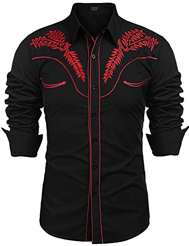 Retro Cowboy Chic: COOFANDY Men's Slim Fit Embroidered Western Shirt