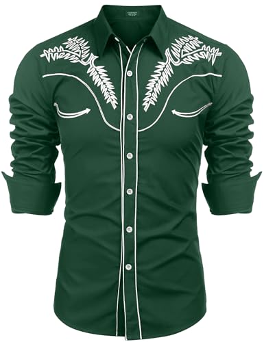 Retro Cowboy Chic: COOFANDY Men's Slim Fit Embroidered Western Shirt