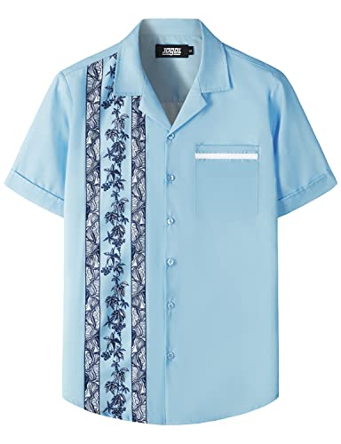 Retro Vibes Alert! JOGAL Men's Rockabilly Hawaiian Bowling Shirt