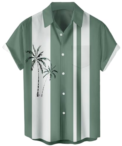 Retro Cool: Men's 1950s Vintage Hawaiian Bowling Shirt