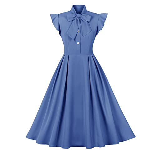 Vintage Glamour: Retro 1950s Rockabilly Midi Dress with Bow Detail