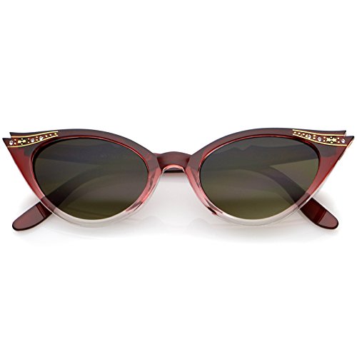 Vintage Glamour: zeroUV Rhinestone Cat Eye Sunglasses for Women