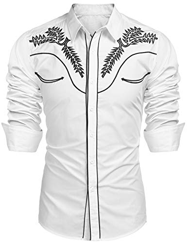 Retro Cowboy Chic: COOFANDY Men's Slim Fit Embroidered Western Shirt