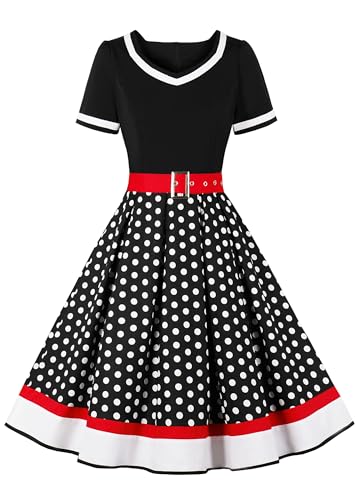 Vintage Vixen: Nihsatin 1950s Rockabilly Swing Dress with Polka Dots