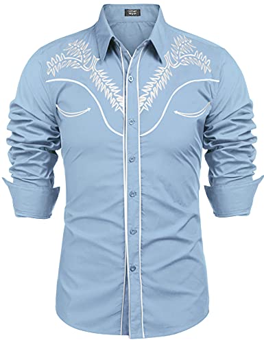 Retro Cowboy Chic: COOFANDY Men's Slim Fit Embroidered Western Shirt