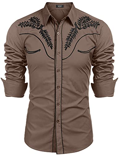 Retro Cowboy Chic: COOFANDY Men's Slim Fit Embroidered Western Shirt