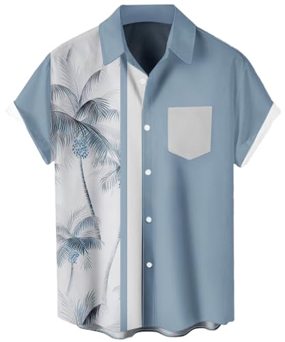 Retro Cool: Men's 1950s Vintage Hawaiian Bowling Shirt