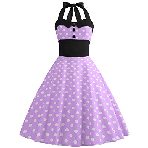 Retro Elegance: Vintage 1950s Rockabilly Swing Dress with Audrey Hepburn Style Halterneck