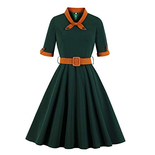 Vintage Glamour: Retro 1950s Rockabilly Midi Dress with Bow Detail