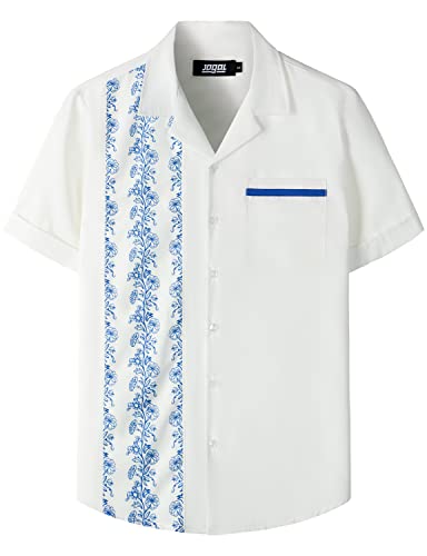 Retro Vibes Alert! JOGAL Men's Rockabilly Hawaiian Bowling Shirt