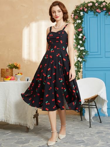 Vintage Glamour: Belle Poque Women's 1950s Cocktail Swing Dress with Pockets