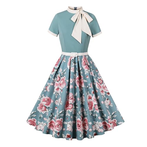 Vintage Floral Swing Dress: 1950s Retro Rockabilly Party Dress