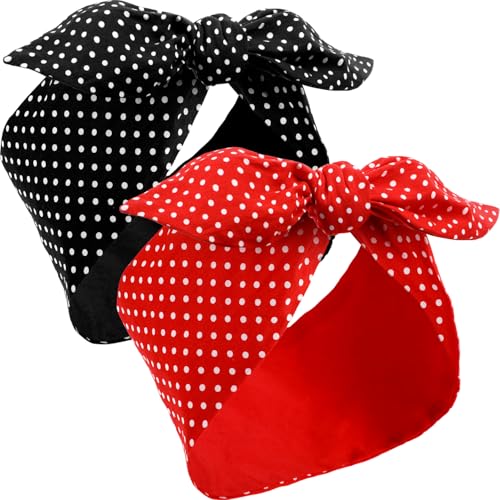 Vintage Chic 2-Piece Polka Dot Headband Set for Women and Girls