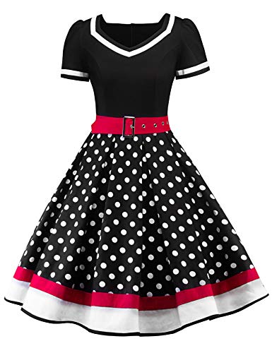 Vintage Vixen: Nihsatin 1950s Rockabilly Swing Dress with Polka Dots